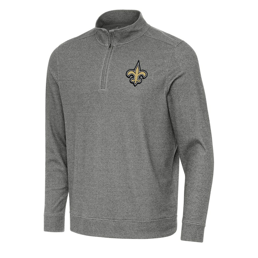 New Orleans Saints Antigua Subtle Quarter-Zip Top Heather Black | NFL