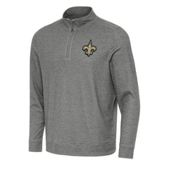 New Orleans Saints Antigua Subtle Quarter-Zip Top Heather Black | NFL