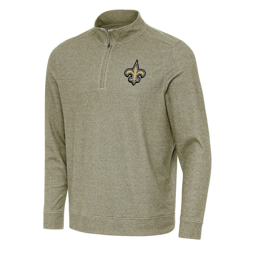 New Orleans Saints Antigua Subtle Quarter-Zip Top Olive | NFL