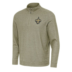New Orleans Saints Antigua Subtle Quarter-Zip Top Olive | NFL