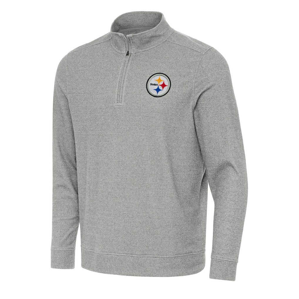 Pittsburgh Steelers Antigua Subtle Quarter-Zip Top Heather Gray | NFL