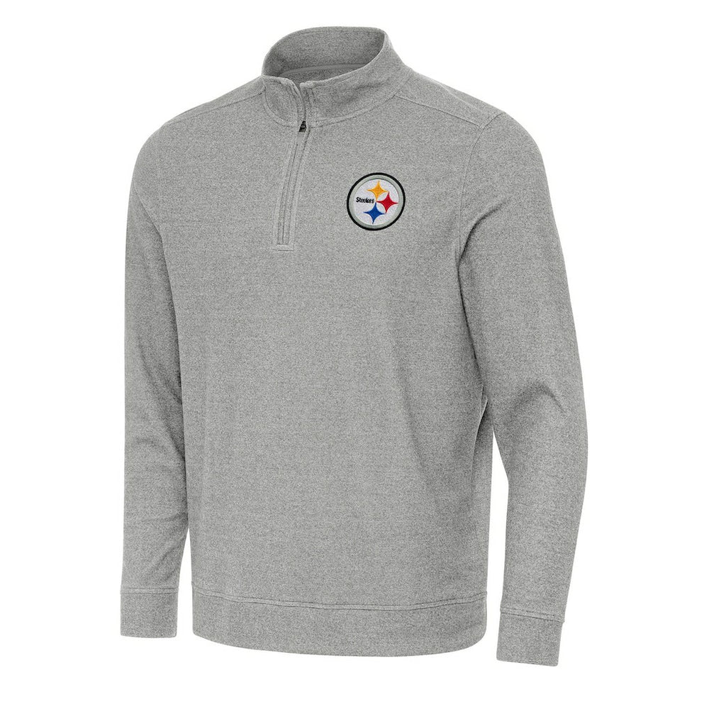 Pittsburgh Steelers Antigua Subtle Quarter-Zip Top Heather Gray | NFL