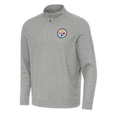 Pittsburgh Steelers Antigua Subtle Quarter-Zip Top Heather Gray | NFL