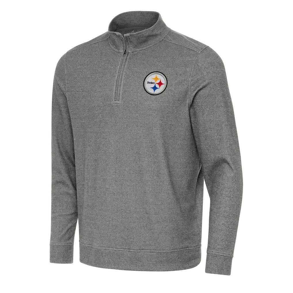 Pittsburgh Steelers Antigua Subtle Quarter-Zip Top Heather Black | NFL