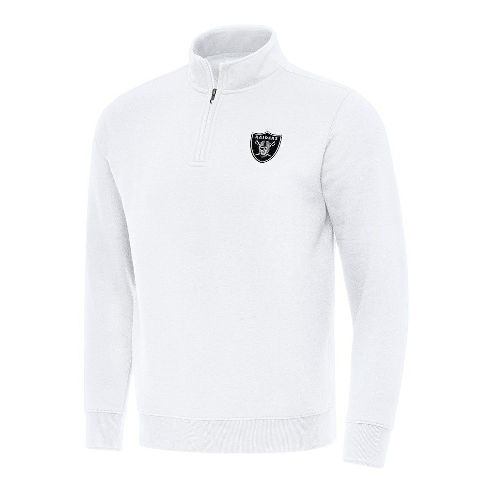 Las Vegas Raiders Antigua Victory Quarter-Zip Pullover Top White | NFL