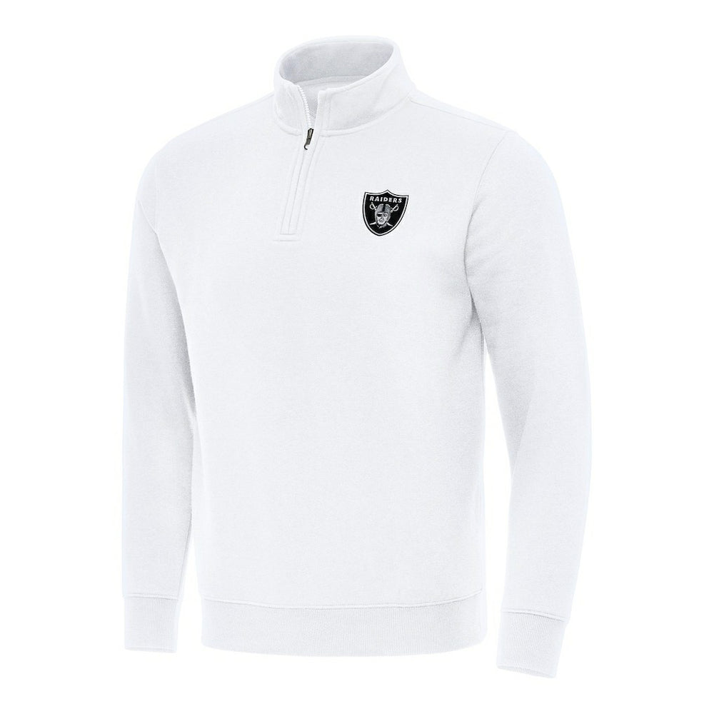 Las Vegas Raiders Antigua Victory Quarter-Zip Pullover Top White | NFL