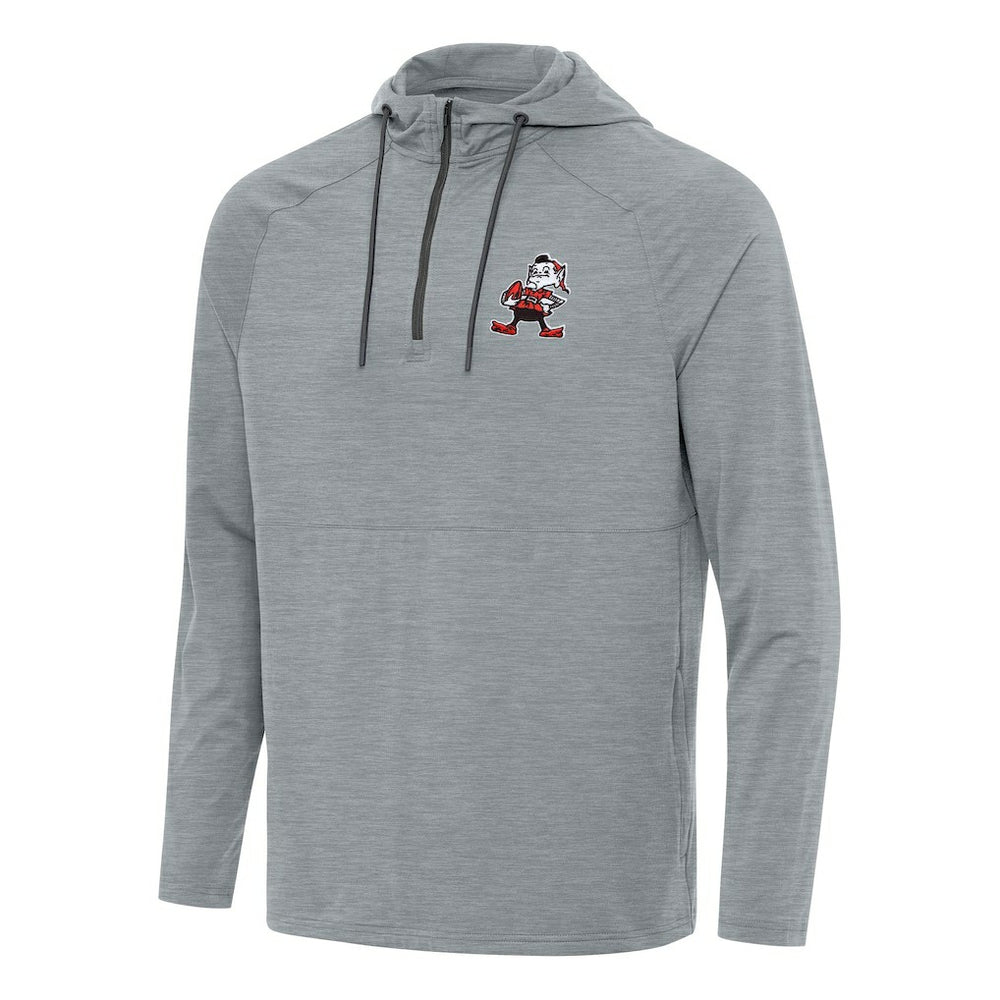 Cleveland Browns Antigua Spikes Quarter-Zip Pullover Hoodie Heather Gray | NFL