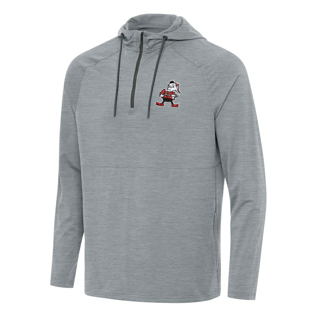 Cleveland Browns Antigua Spikes Quarter-Zip Pullover Hoodie Heather Gray | NFL