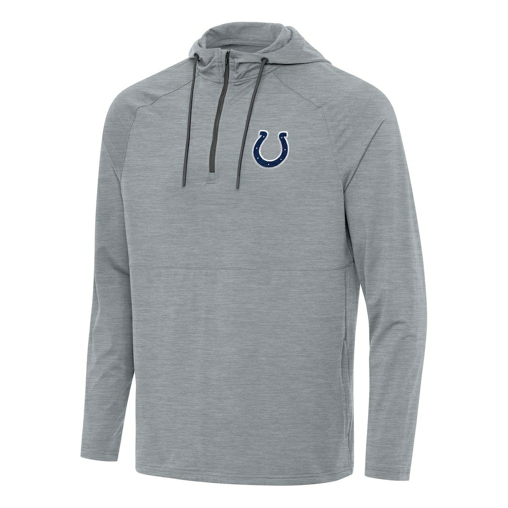 Indianapolis Colts Antigua Spikes Quarter-Zip Pullover Hoodie Heather Gray | NFL