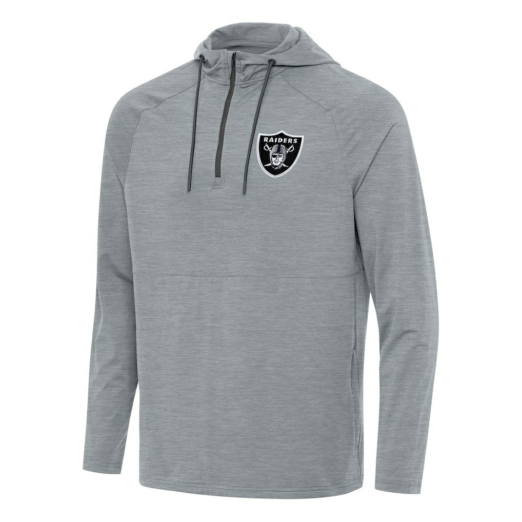 Las Vegas Raiders Antigua Spikes Quarter-Zip Pullover Hoodie Heather Gray | NFL