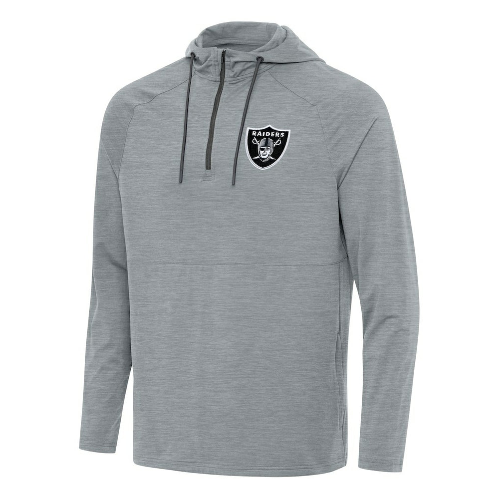 Las Vegas Raiders Antigua Spikes Quarter-Zip Pullover Hoodie Heather Gray | NFL