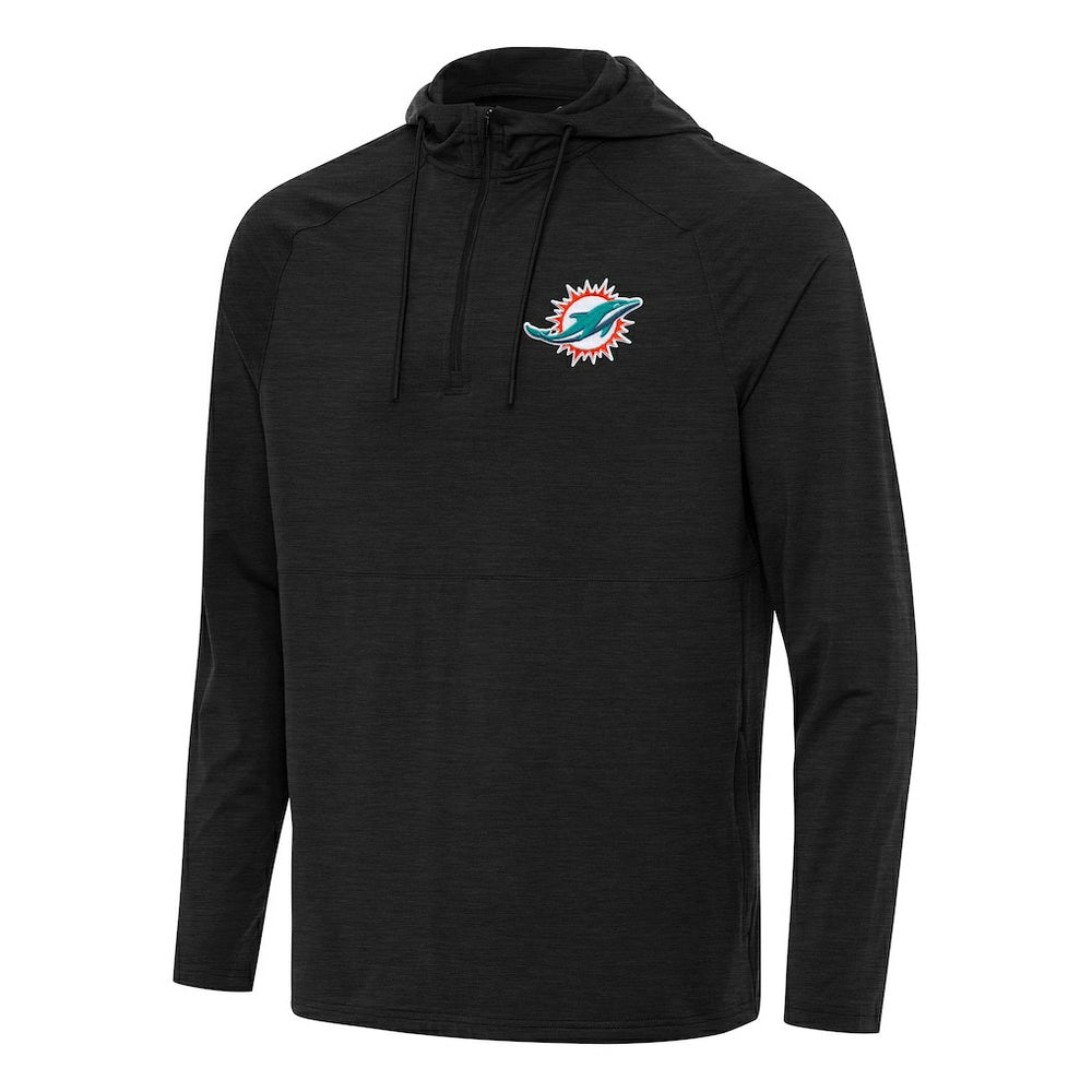 Miami Dolphins Antigua Spikes Quarter-Zip Pullover Hoodie Heather Black | NFL