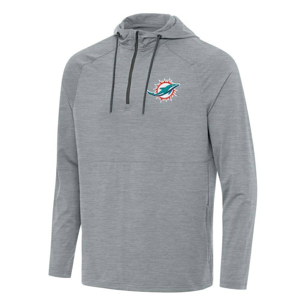 Miami Dolphins Antigua Spikes Quarter-Zip Pullover Hoodie Heather Gray | NFL