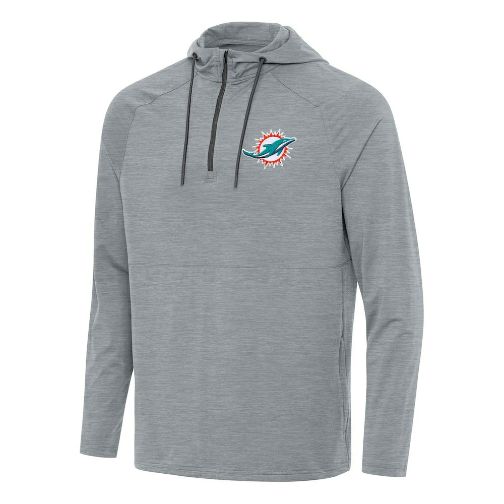 Miami Dolphins Antigua Spikes Quarter-Zip Pullover Hoodie Heather Gray | NFL