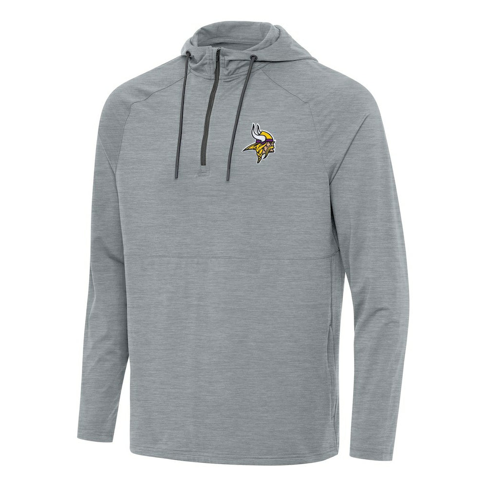 Minnesota Vikings Antigua Spikes Quarter-Zip Pullover Hoodie Heather Gray | NFL