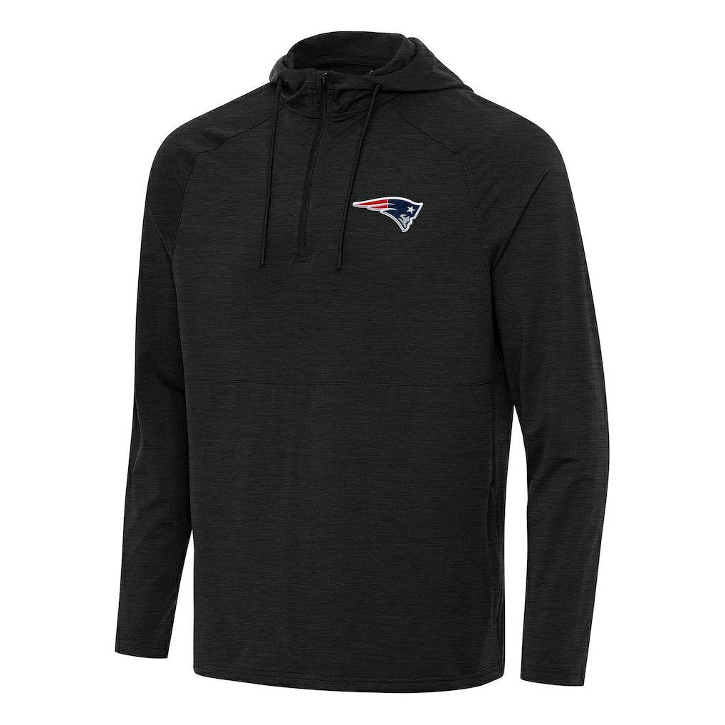 New England Patriots Antigua Spikes Quarter-Zip Pullover Hoodie Heather Black | NFL