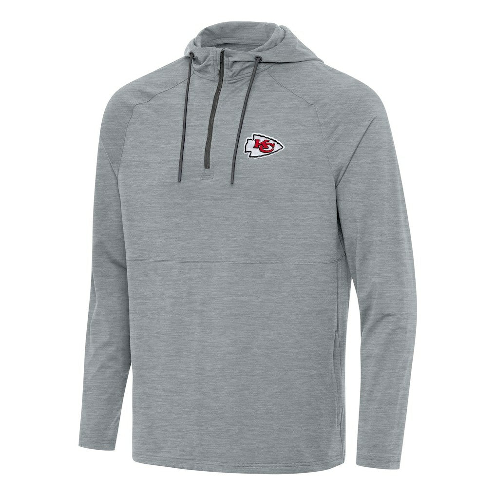 Kansas City Chiefs Antigua Spikes Quarter-Zip Pullover Hoodie Heather Gray | NFL