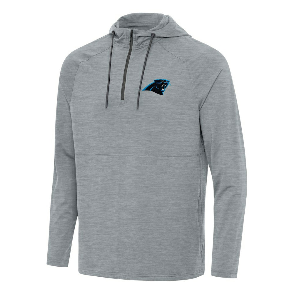 Carolina Panthers Antigua Spikes Quarter-Zip Pullover Hoodie Heather Gray | NFL