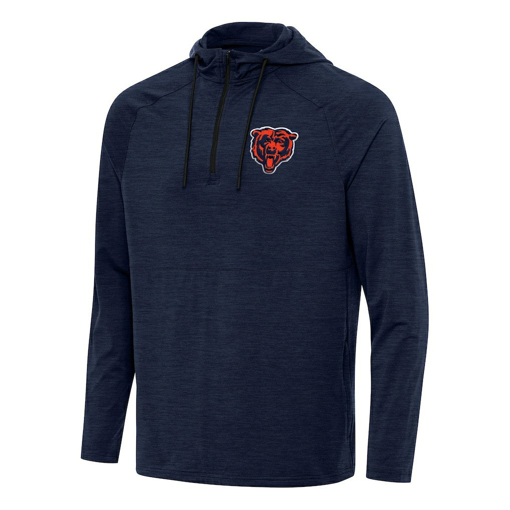 Chicago Bears Antigua Spikes Quarter-Zip Pullover Hoodie Heather Navy | NFL