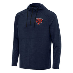 Chicago Bears Antigua Spikes Quarter-Zip Pullover Hoodie Heather Navy | NFL