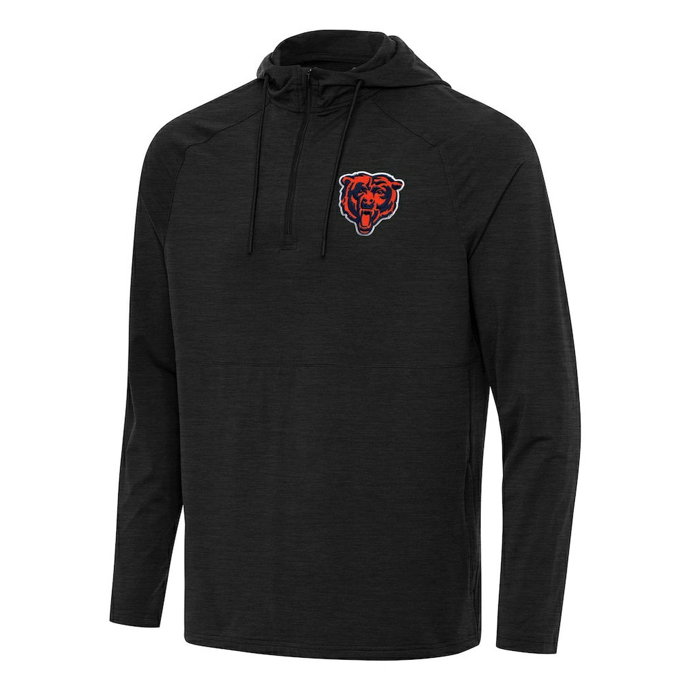 Chicago Bears Antigua Spikes Quarter-Zip Pullover Hoodie Heather Black | NFL