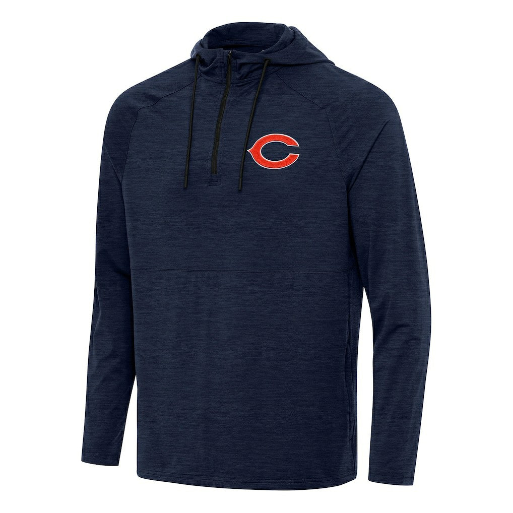Chicago Bears Antigua Spikes Quarter-Zip Pullover Hoodie Heather Navy | NFL