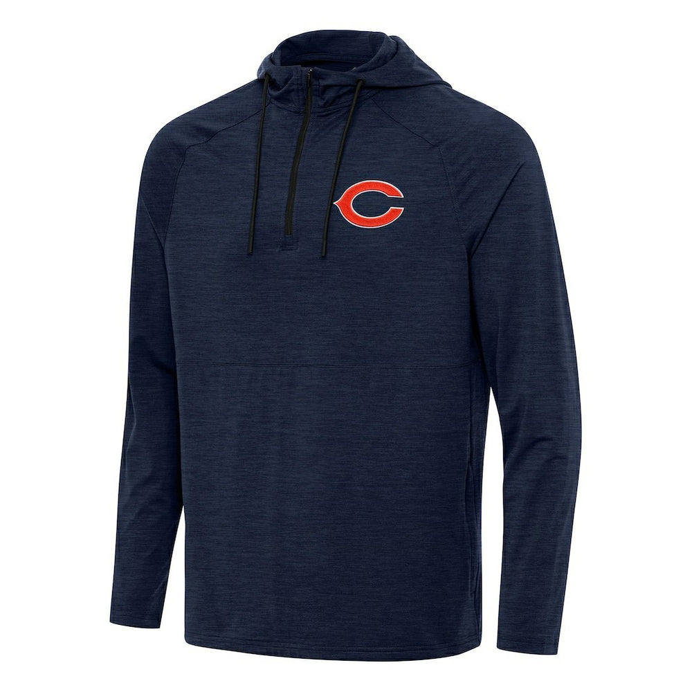 Chicago Bears Antigua Spikes Quarter-Zip Pullover Hoodie Heather Navy | NFL