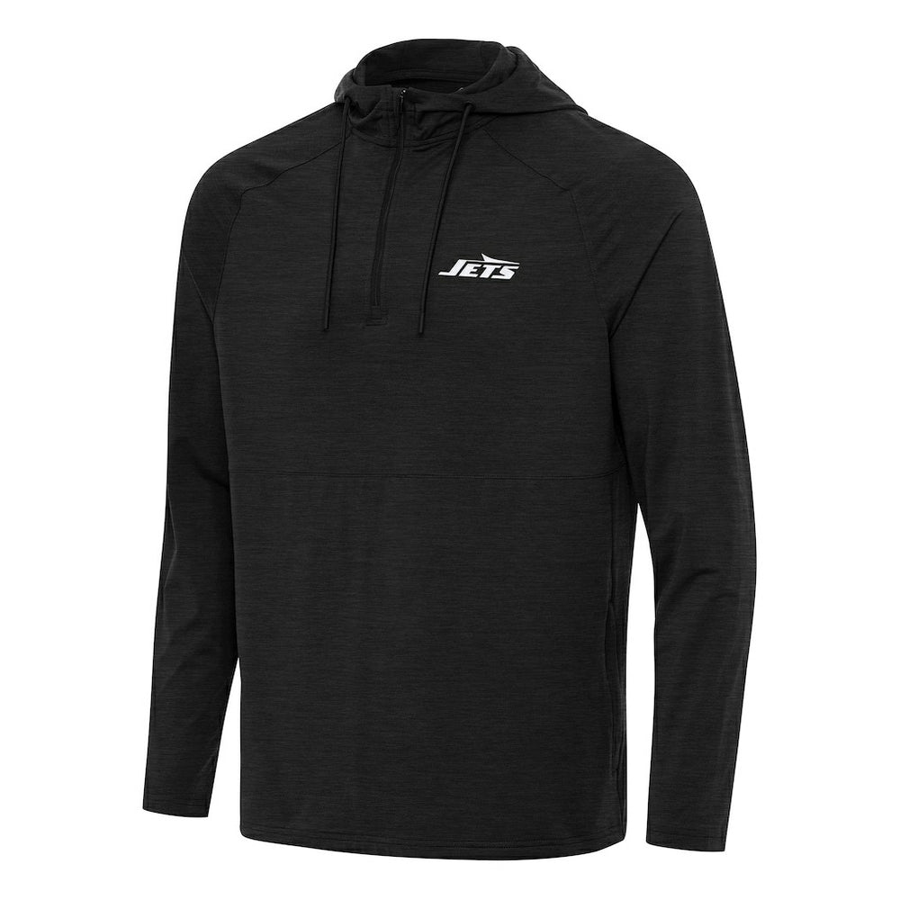 New York Jets Antigua Spikes Quarter-Zip Pullover Hoodie Heather Black | NFL