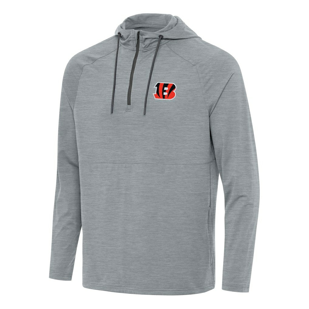 Cincinnati Bengals Antigua Spikes Quarter-Zip Pullover Hoodie Heather Gray | NFL