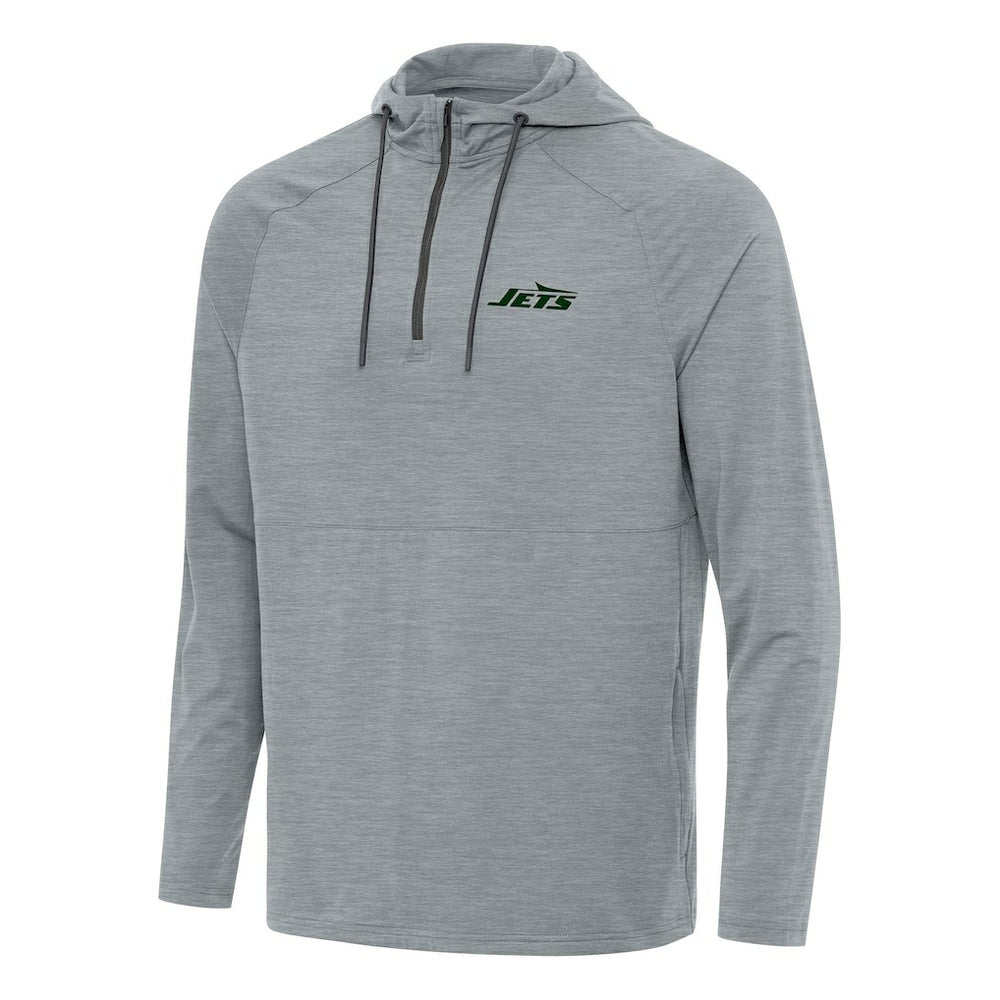 New York Jets Antigua Spikes Quarter-Zip Pullover Hoodie Heather Gray | NFL
