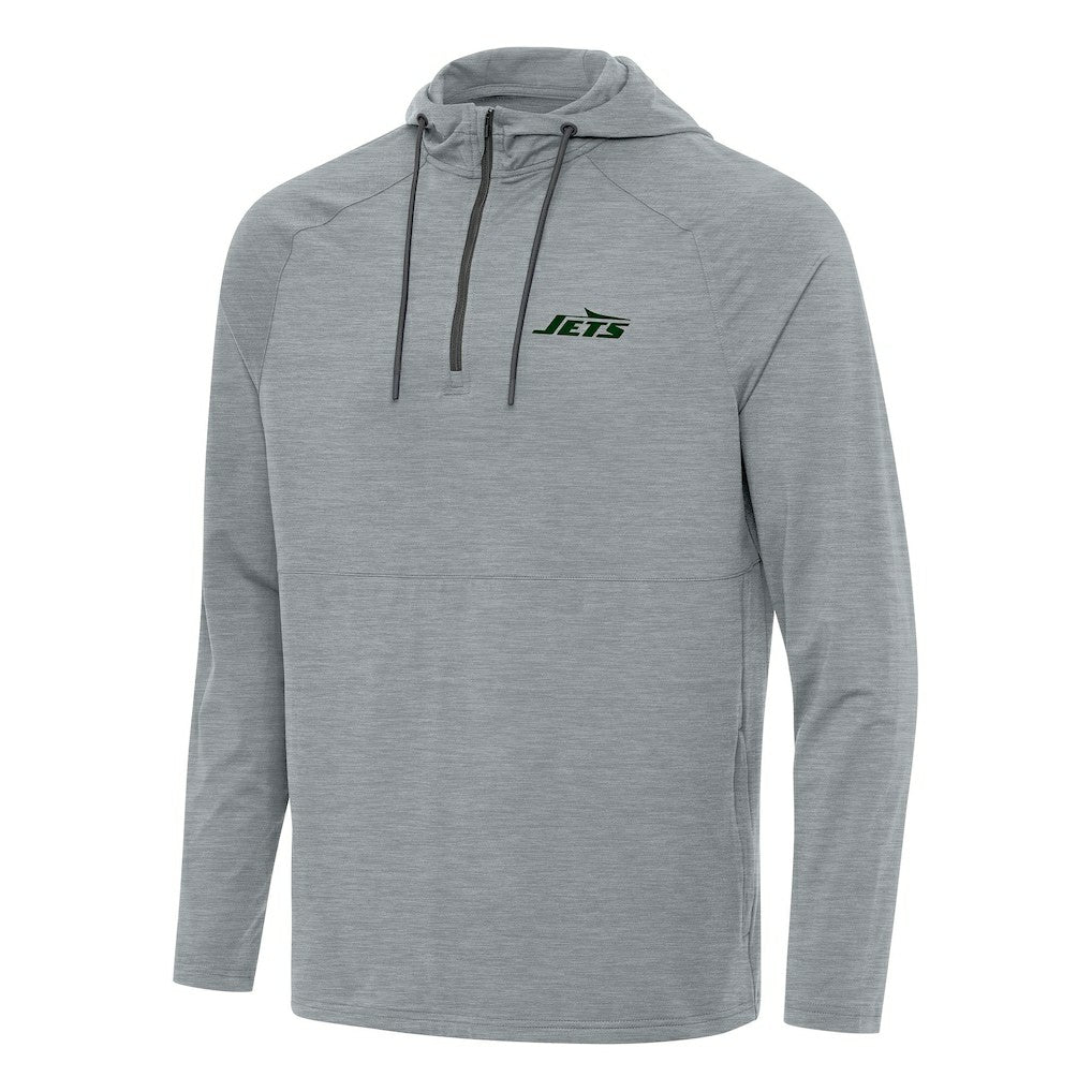 New York Jets Antigua Spikes Quarter-Zip Pullover Hoodie Heather Gray | NFL
