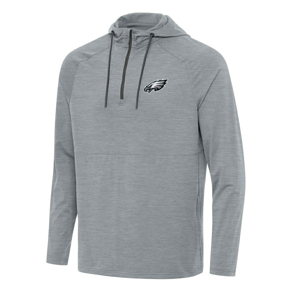 Philadelphia Eagles Antigua Spikes Quarter-Zip Pullover Hoodie Heather Gray | NFL