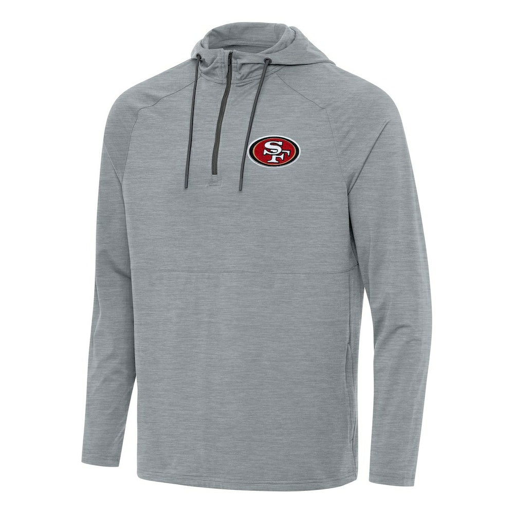 San Francisco 49ers Antigua Spikes Quarter-Zip Pullover Hoodie Heather Gray | NFL