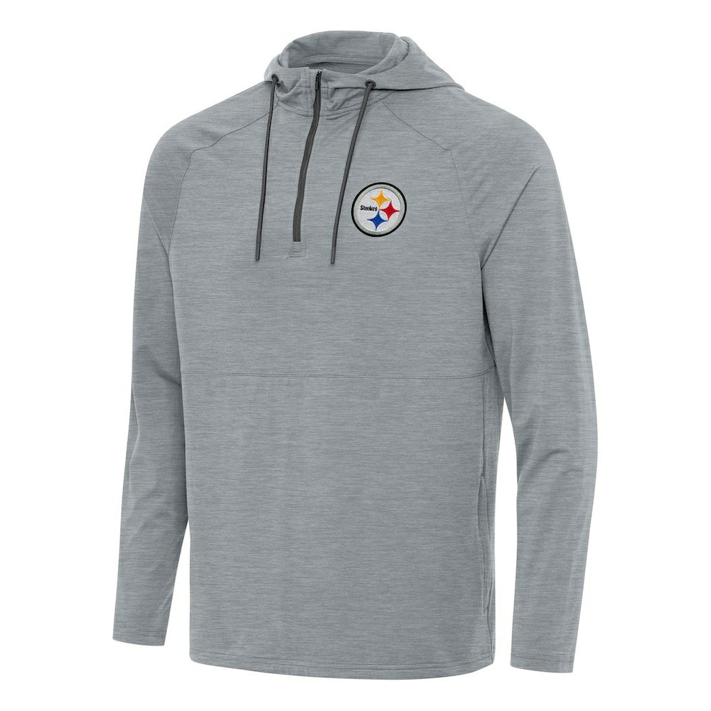 Pittsburgh Steelers Antigua Spikes Quarter-Zip Pullover Hoodie Heather Gray | NFL