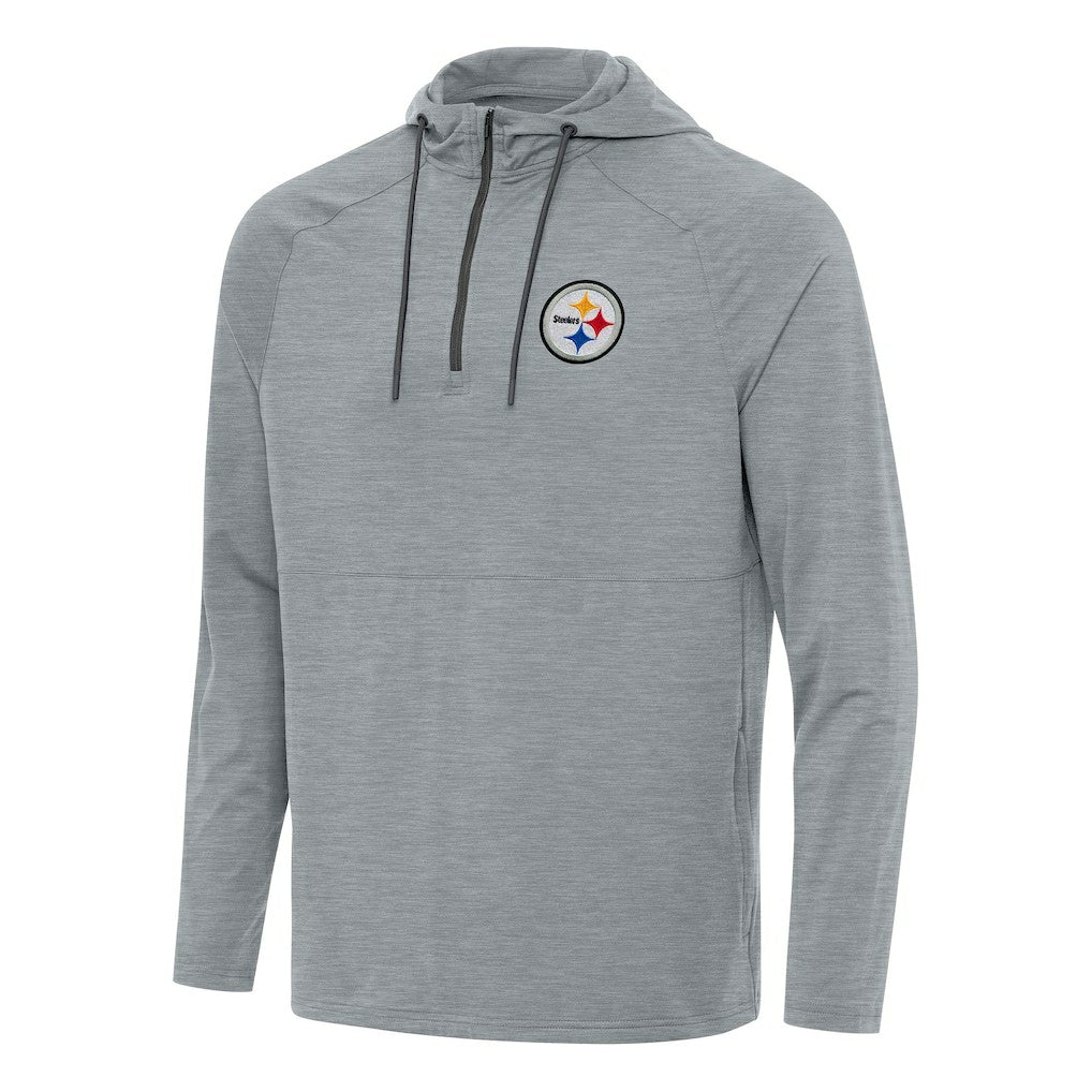 Pittsburgh Steelers Antigua Spikes Quarter-Zip Pullover Hoodie Heather Gray | NFL
