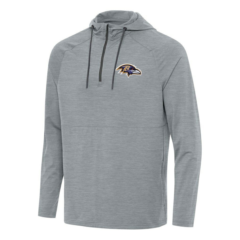 Baltimore Ravens Antigua Spikes Quarter-Zip Pullover Hoodie Heather Gray | NFL
