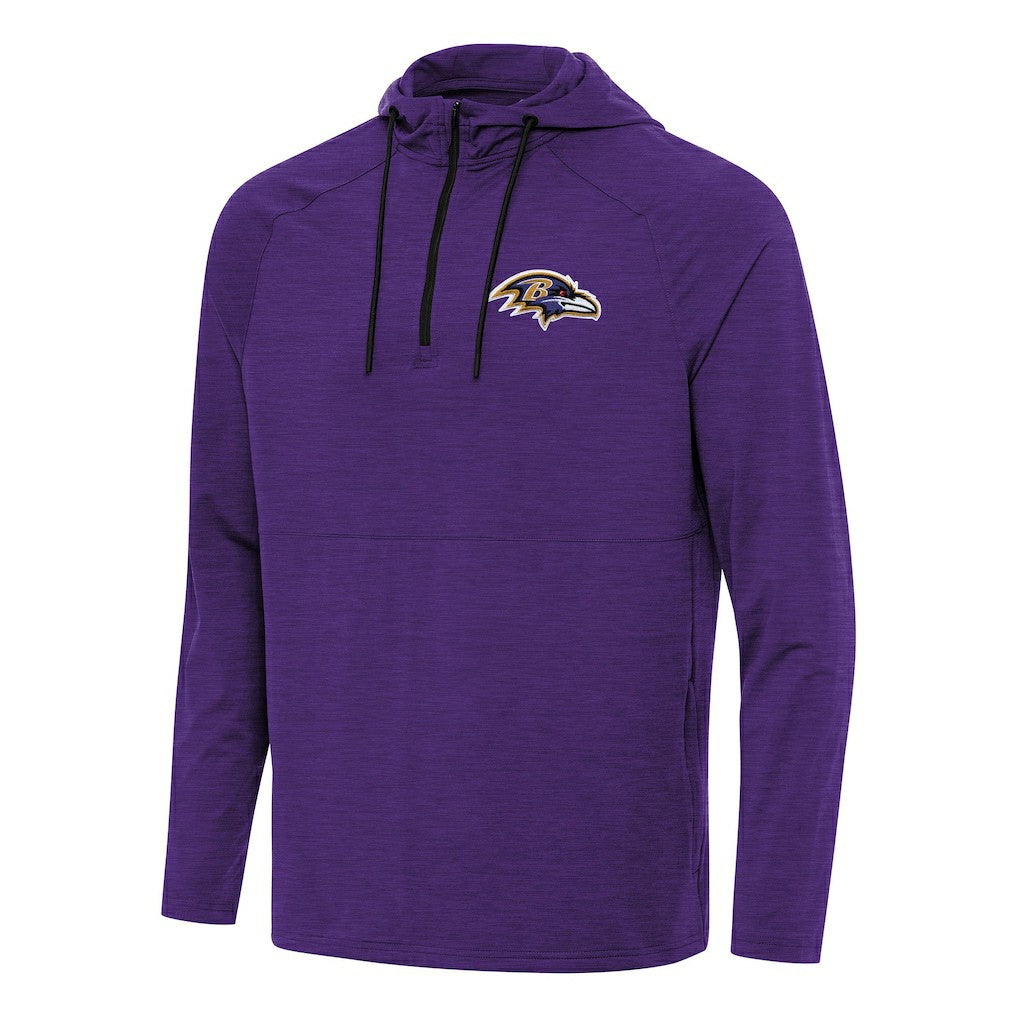 Baltimore Ravens Antigua Spikes Quarter-Zip Pullover Hoodie Heather Purple | NFL