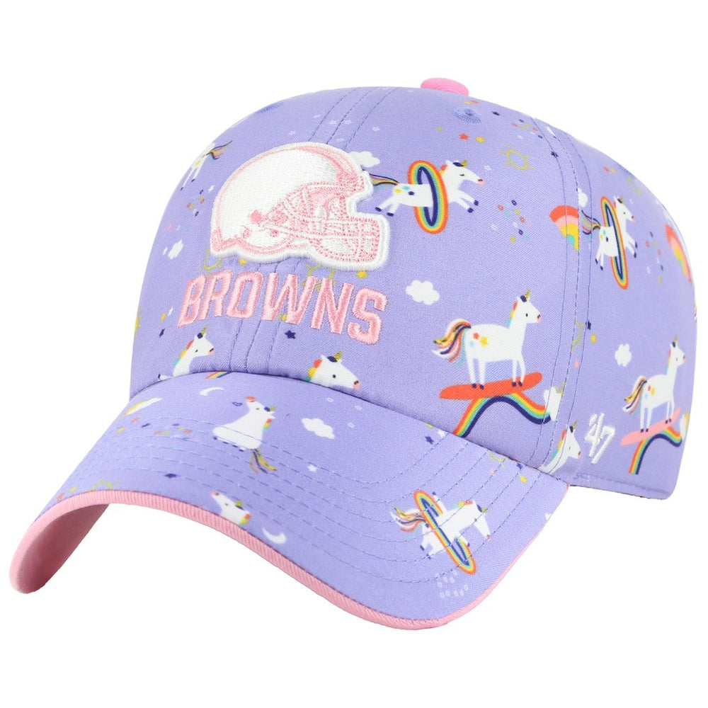 Cleveland Browns '47 Girls Preschool Unicorn Clean Up Adjustable Hat Lavender | 47 brand