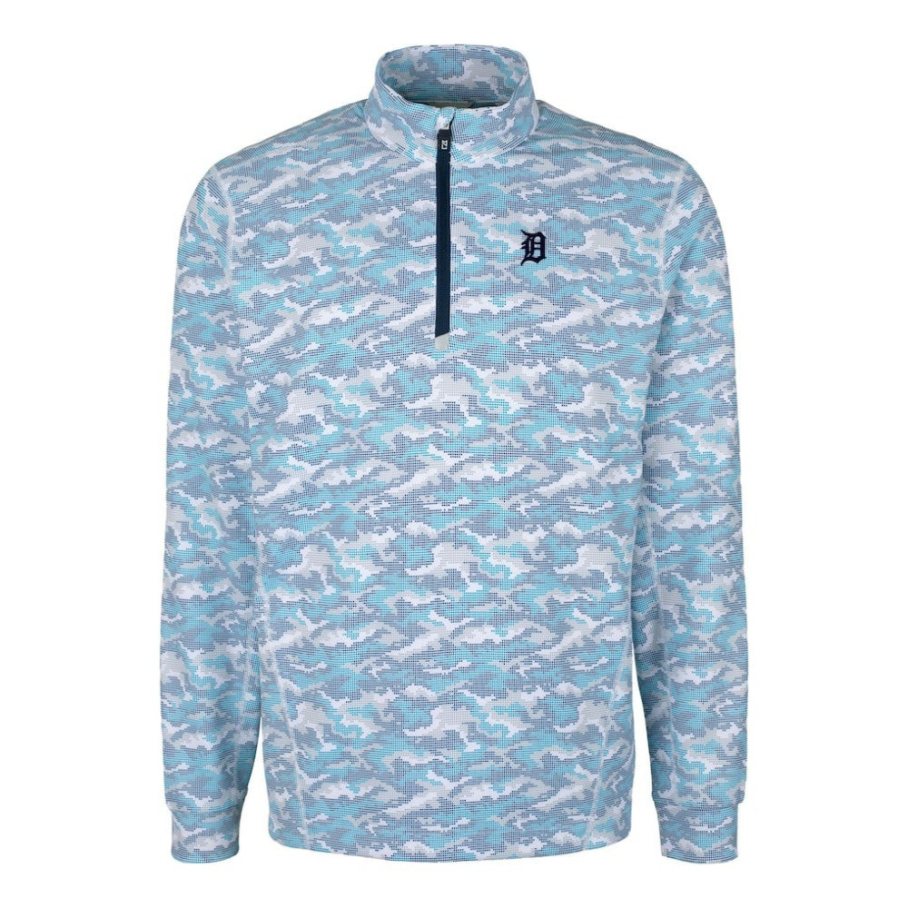 Detroit Tigers Cutter & Buck Traverse Eco Camo Tri-Blend DryTec Quarter-Zip Jacket - MLB