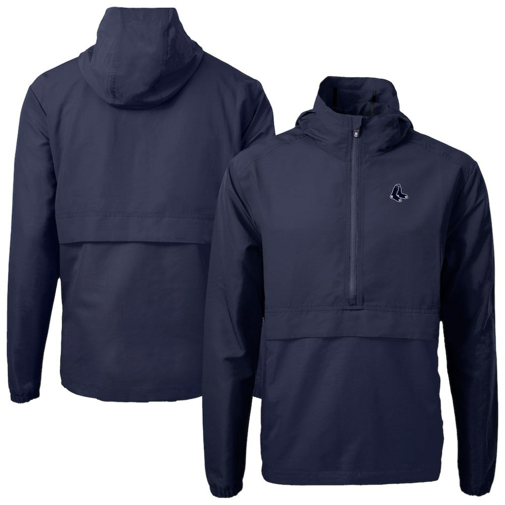 Boston Red Sox Cutter & Buck Charter Eco Recycled Anorak Half-Zip Hoodie Jacket - MLB