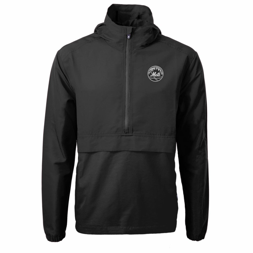 New York Mets Cutter & Buck Charter Eco Recycled Anorak Half-Zip Hoodie Jacket - MLB