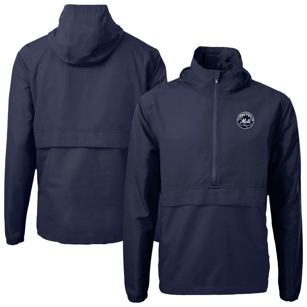 New York Mets Cutter & Buck Charter Eco Recycled Anorak Half-Zip Hoodie Jacket - MLB
