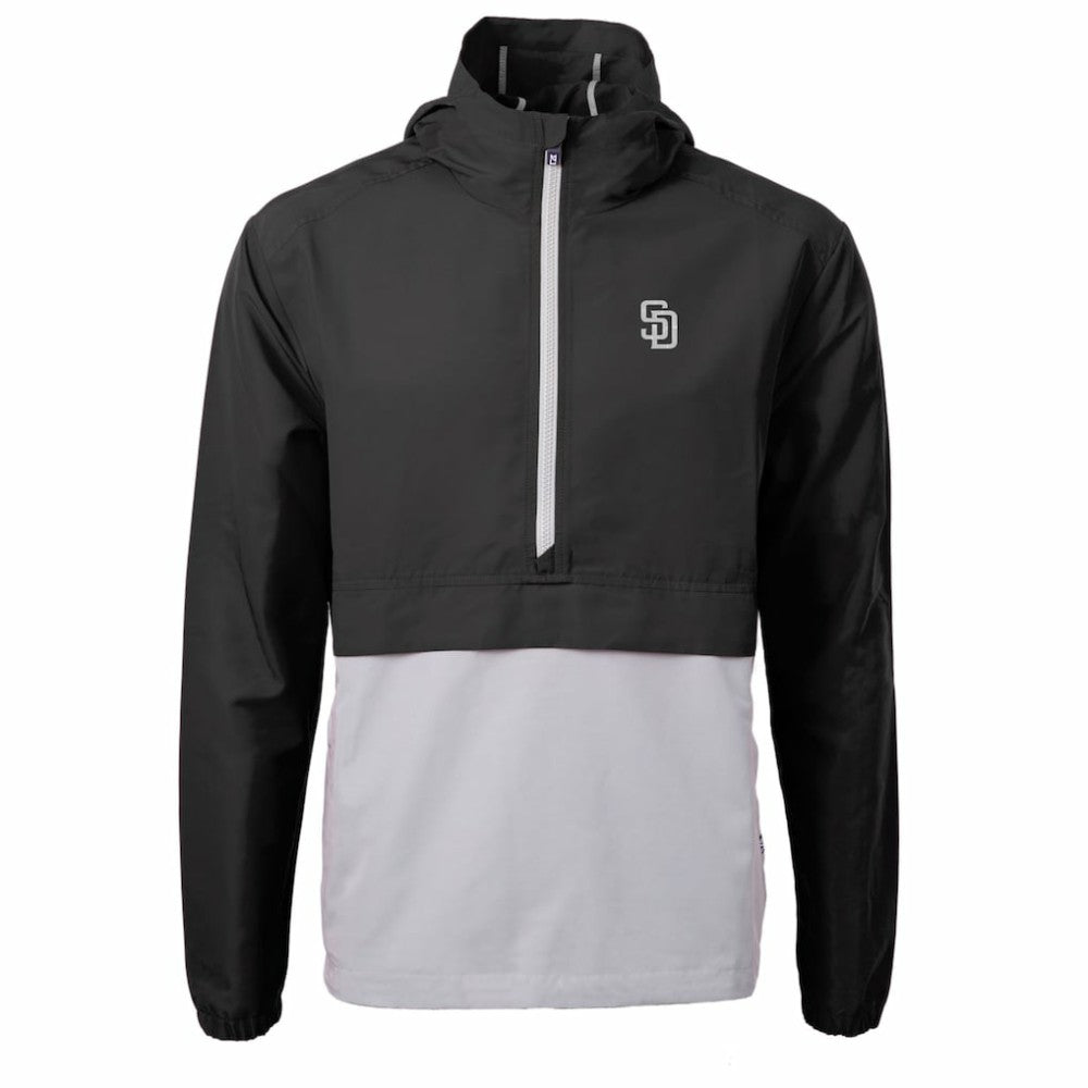 San Diego Padres Cutter & Buck Charter Eco Recycled Anorak Half-Zip Hoodie Jacket - MLB