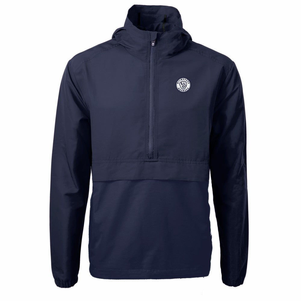 Milwaukee Brewers Cutter & Buck Charter Eco Recycled Anorak Half-Zip Hoodie Jacket - MLB