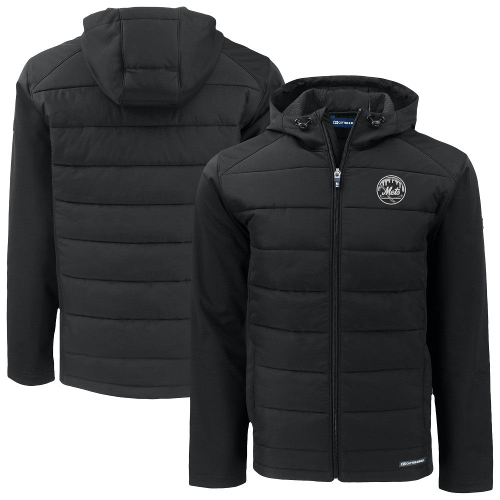 New York Mets Cutter & Buck Evoke Hybrid Eco Softshell Recycled Full-Zip Hooded Jacket - MLB