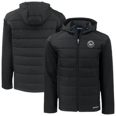 New York Mets Cutter & Buck Evoke Hybrid Eco Softshell Recycled Full-Zip Hooded Jacket - MLB