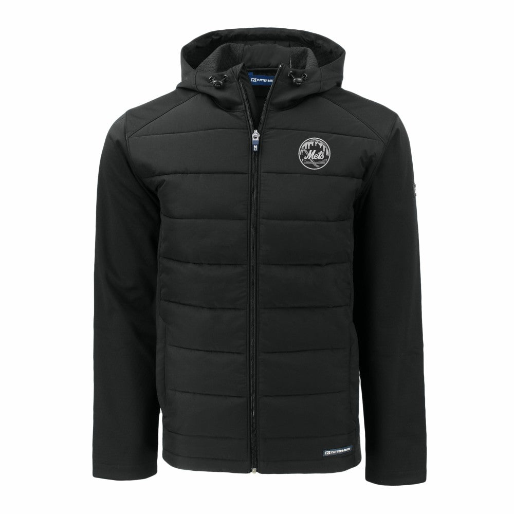 New York Mets Cutter & Buck Evoke Hybrid Eco Softshell Recycled Full-Zip Hooded Jacket - MLB