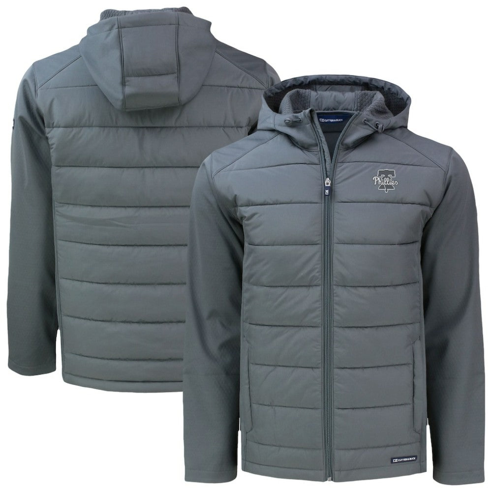 Philadelphia Phillies Cutter & Buck Evoke Hybrid Eco Softshell Recycled Full-Zip Hooded Jacket - MLB