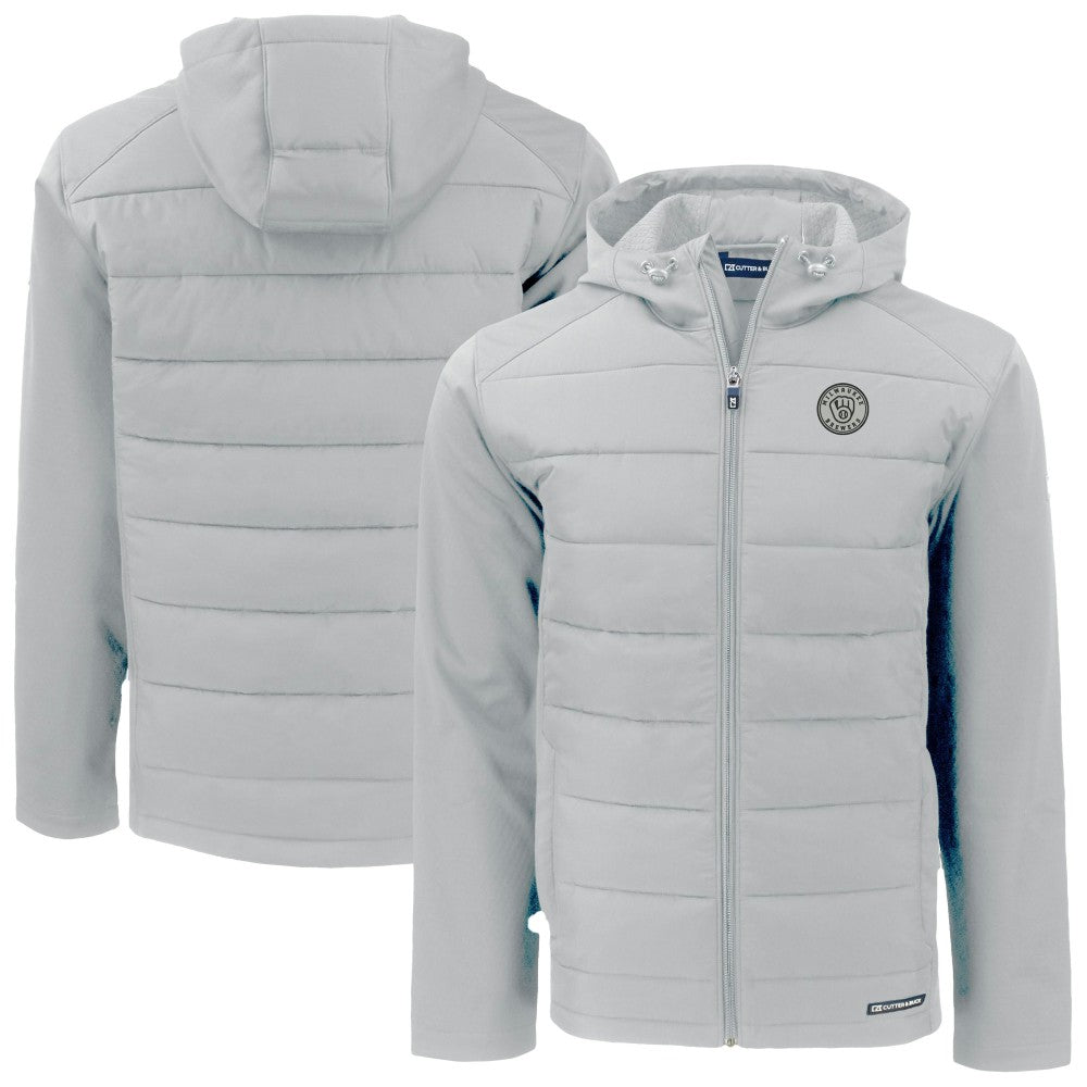 Milwaukee Brewers Cutter & Buck Evoke Hybrid Eco Softshell Recycled Full-Zip Hooded Jacket - MLB