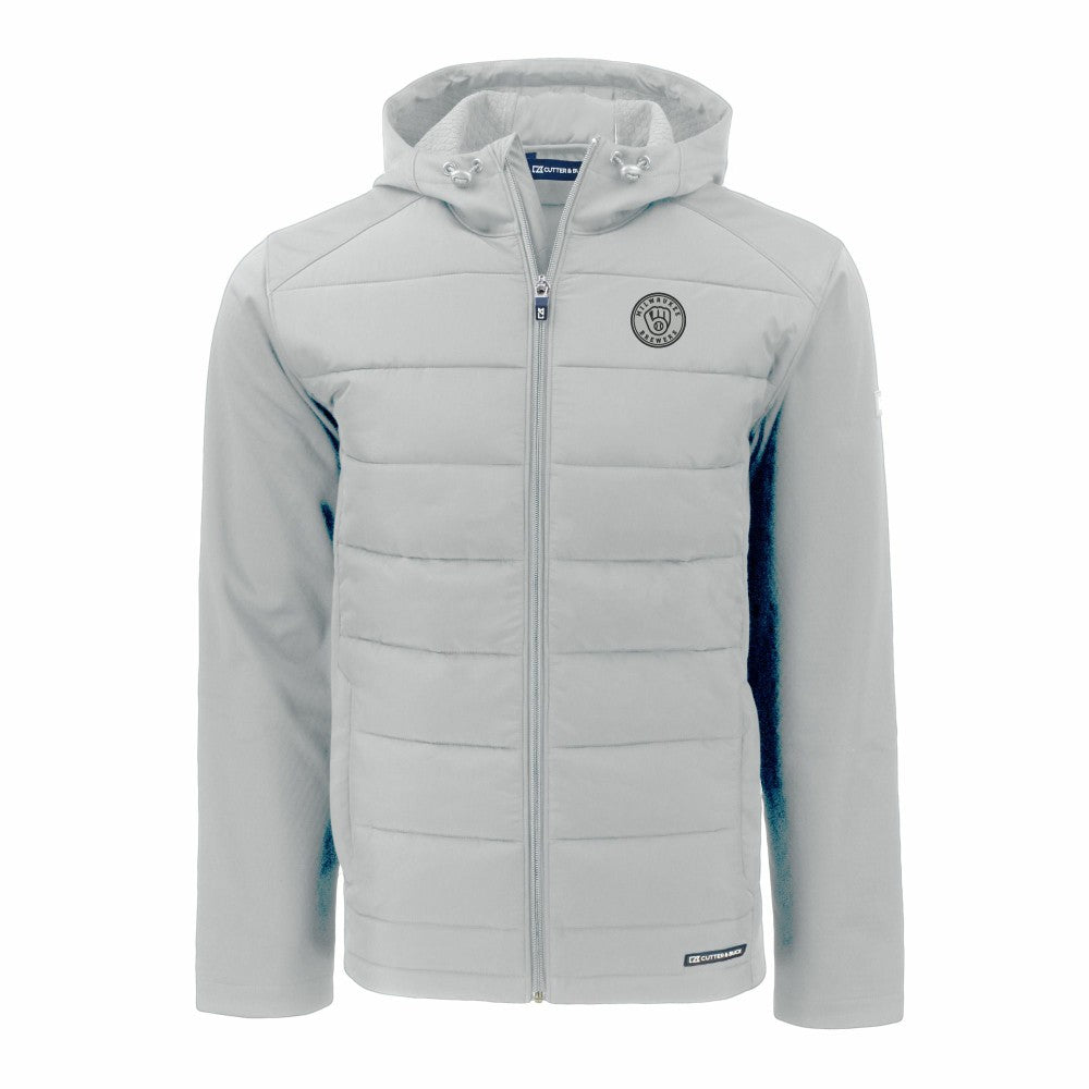 Milwaukee Brewers Cutter & Buck Evoke Hybrid Eco Softshell Recycled Full-Zip Hooded Jacket - MLB